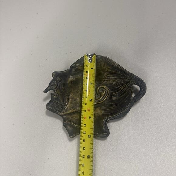 Vintage Brass Man Face Coin Tray Metalware Trinket Dish Pocket Emptier Figural - Picture 14 of 16